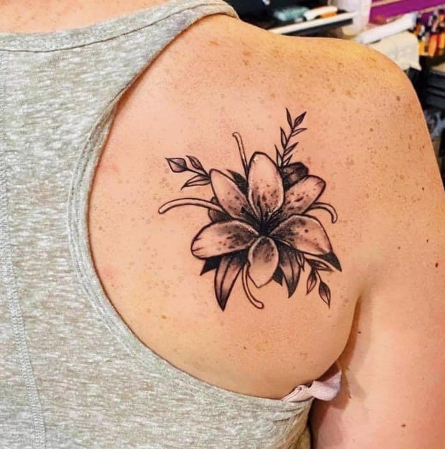 sepia flower tattoo art