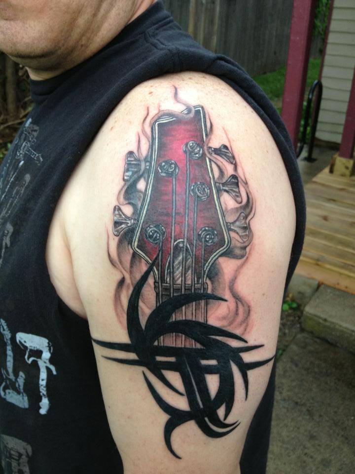 Schecter Bass Tattoo by Justin VanDevander